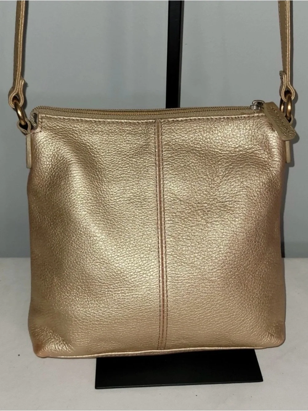 Fossil Metallic Crossbody Bag Bronze Gold Leather Vintage Y2K